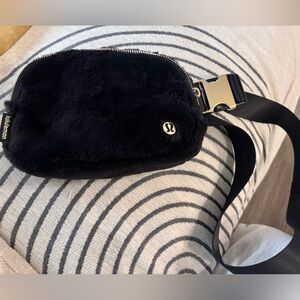 lululemon athletica Black Faux Fur belt bag 1L